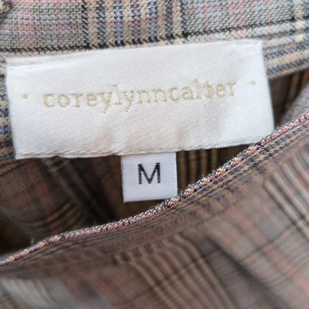 Anthropologie Corey Lynn Calter Pleated Extra Wide-Leg Plaid Trousers Medium - Picture 5 of 6